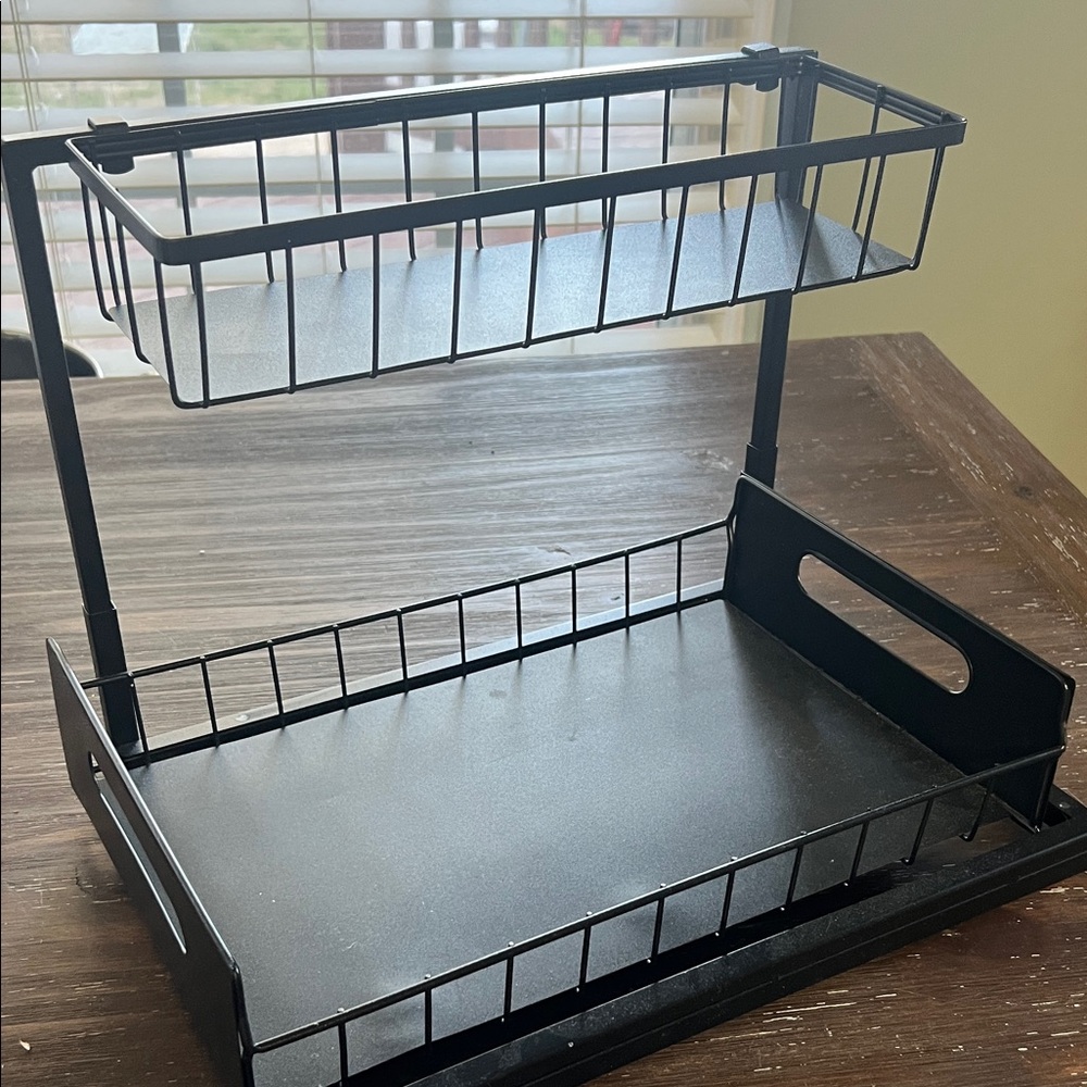 Black Two-Tier Metal Organizer Rack